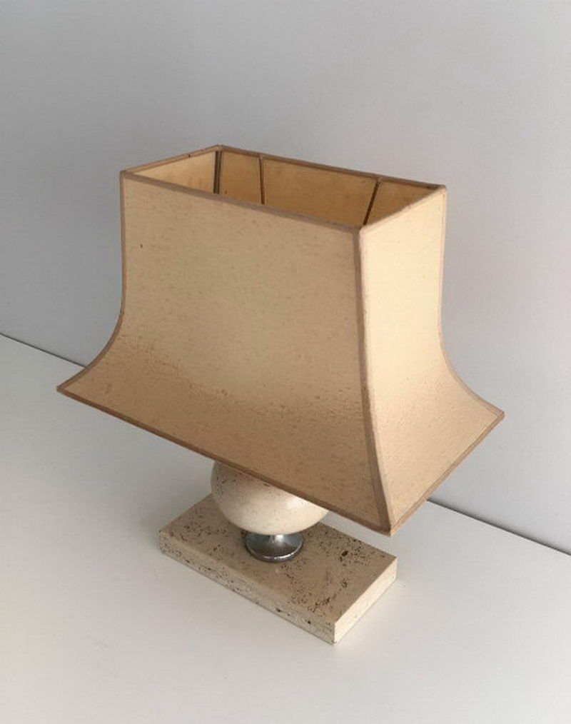 Lampe de Table en Travertin. Philippe Barbier