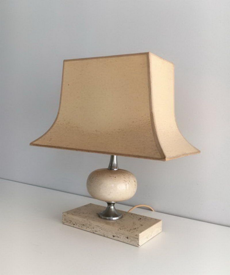 Lampe de Table en Travertin. Philippe Barbier