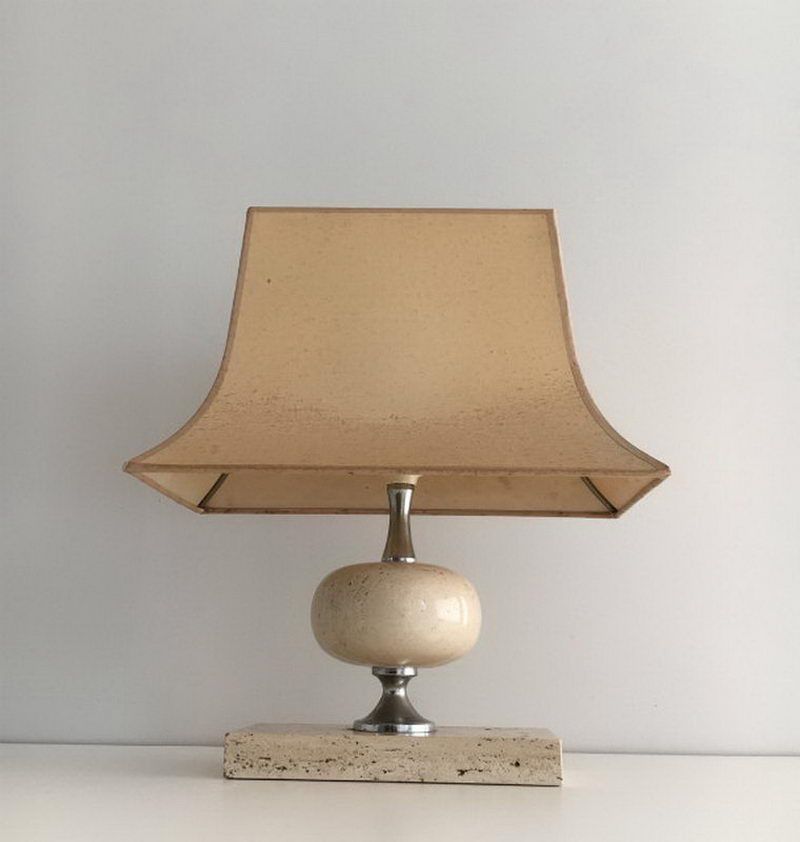 Lampe de Table en Travertin. Philippe Barbier