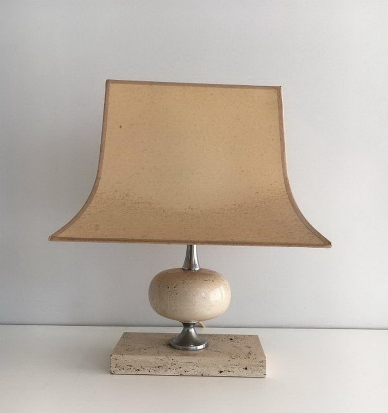 Lampe de Table en Travertin. Philippe Barbier