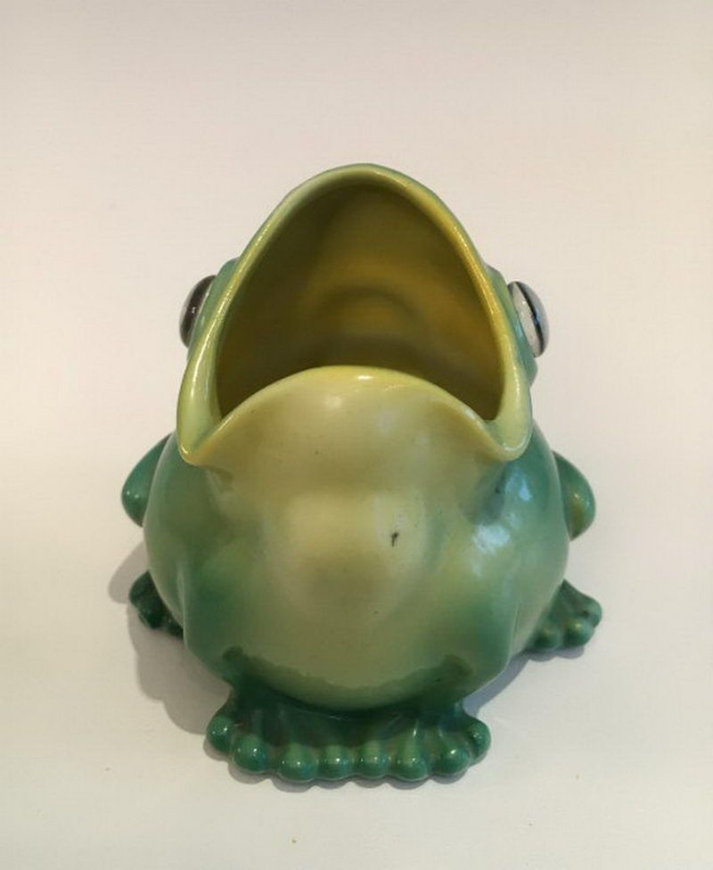 Grenouille stylisée en porcelaine. Dans le style de Marcel Sandoz