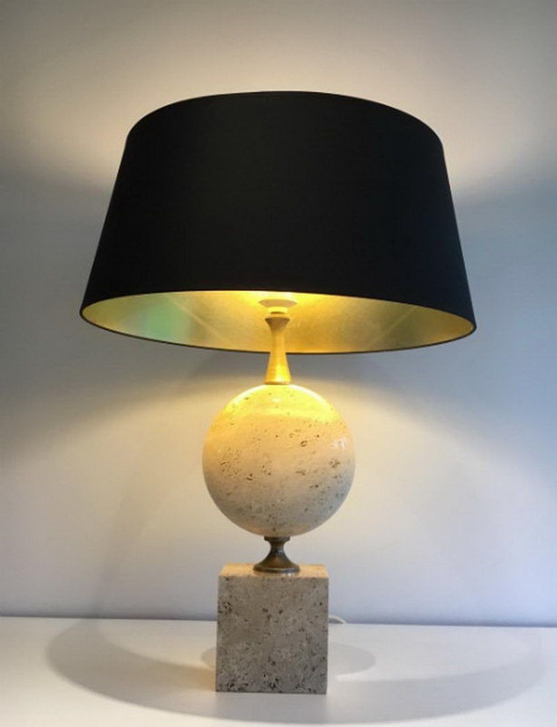 Grande Lampe en Travertin. Philippe Barbier