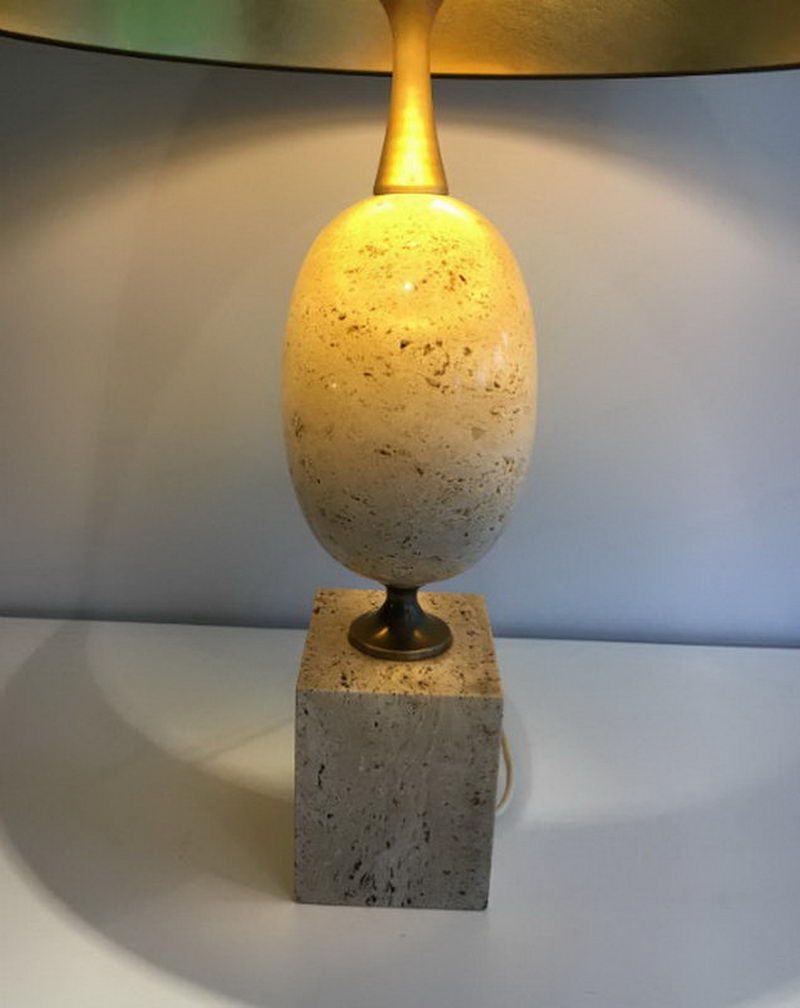 Grande Lampe en Travertin. Philippe Barbier