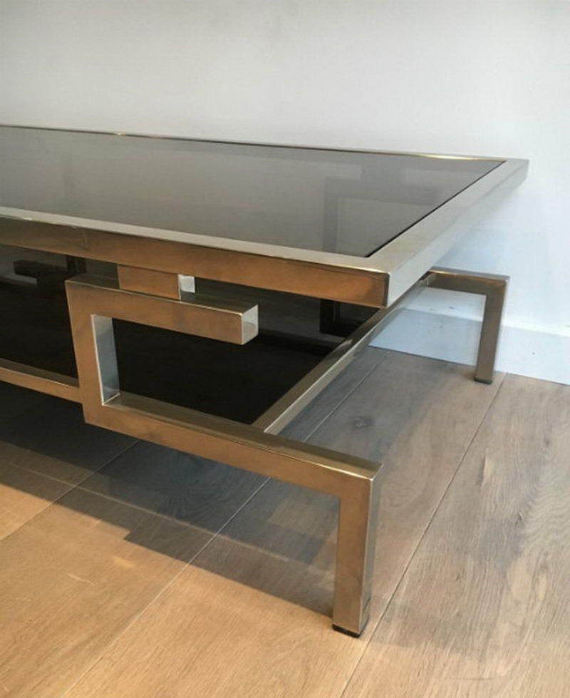 Très Belle Table Basse Moderniste Chromée