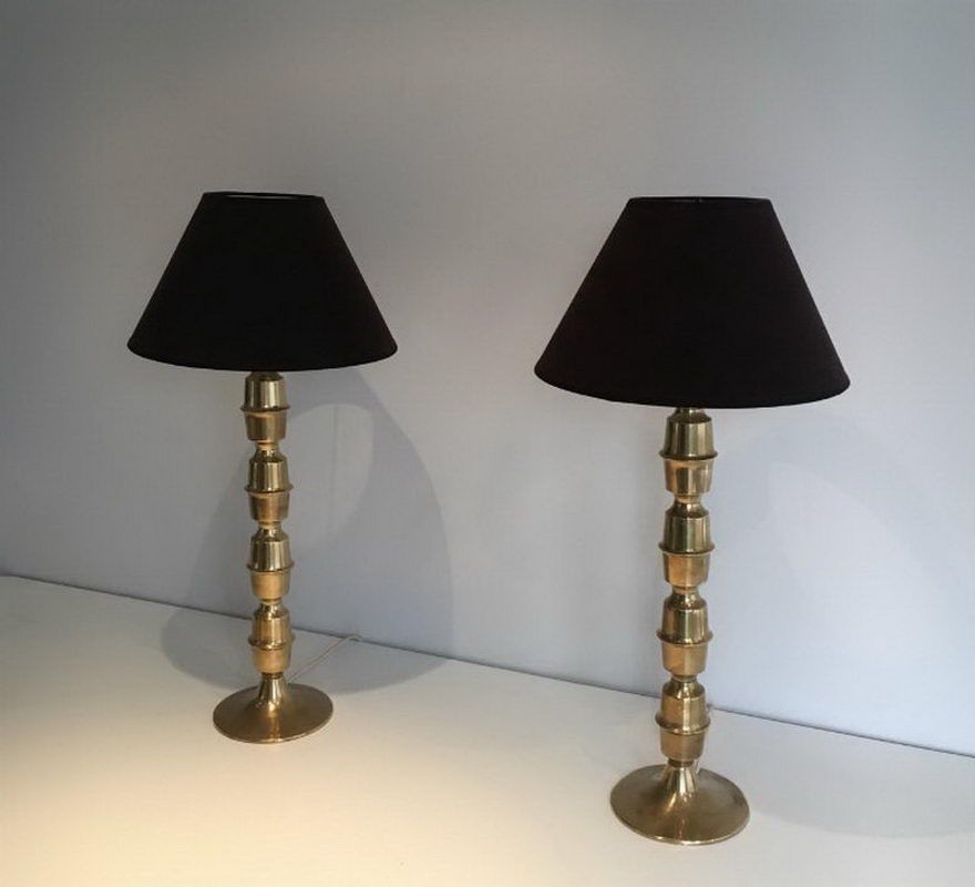 Paire de Grandes Lampes en Laiton