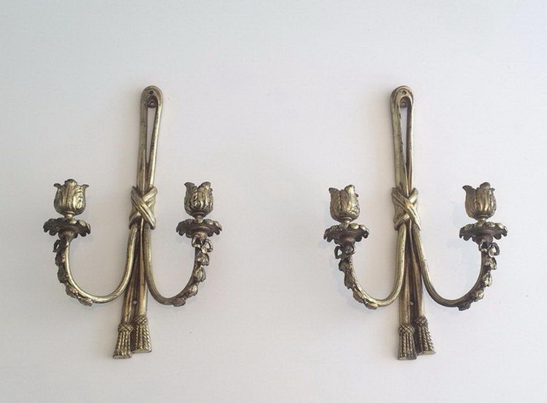 Paire d'Appliques de Style Louis XVI en Bronze