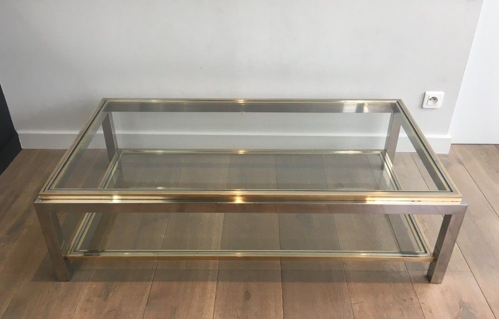 Table Basse en Chrome et Laiton. Jean Charles