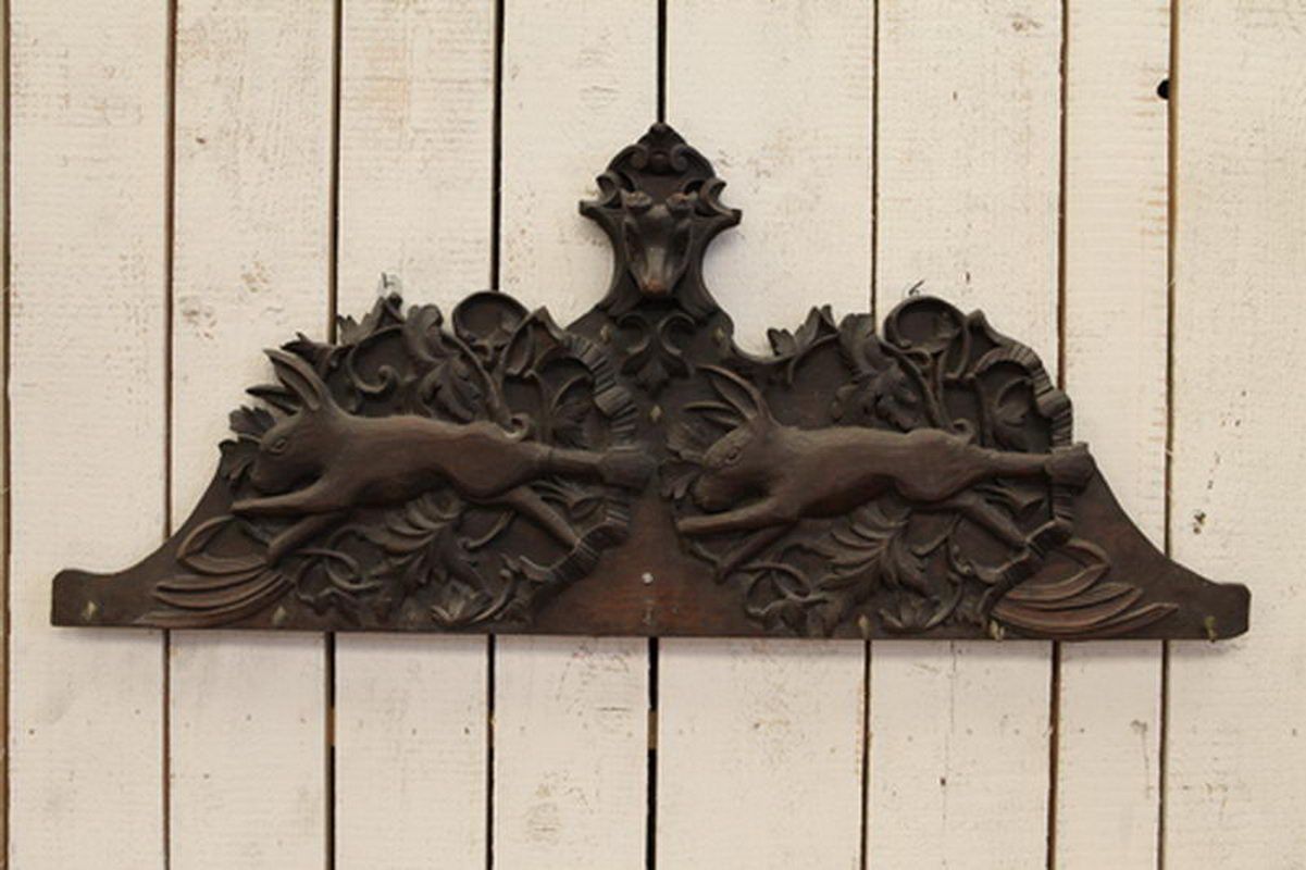 Black forest carved wood coat hanger