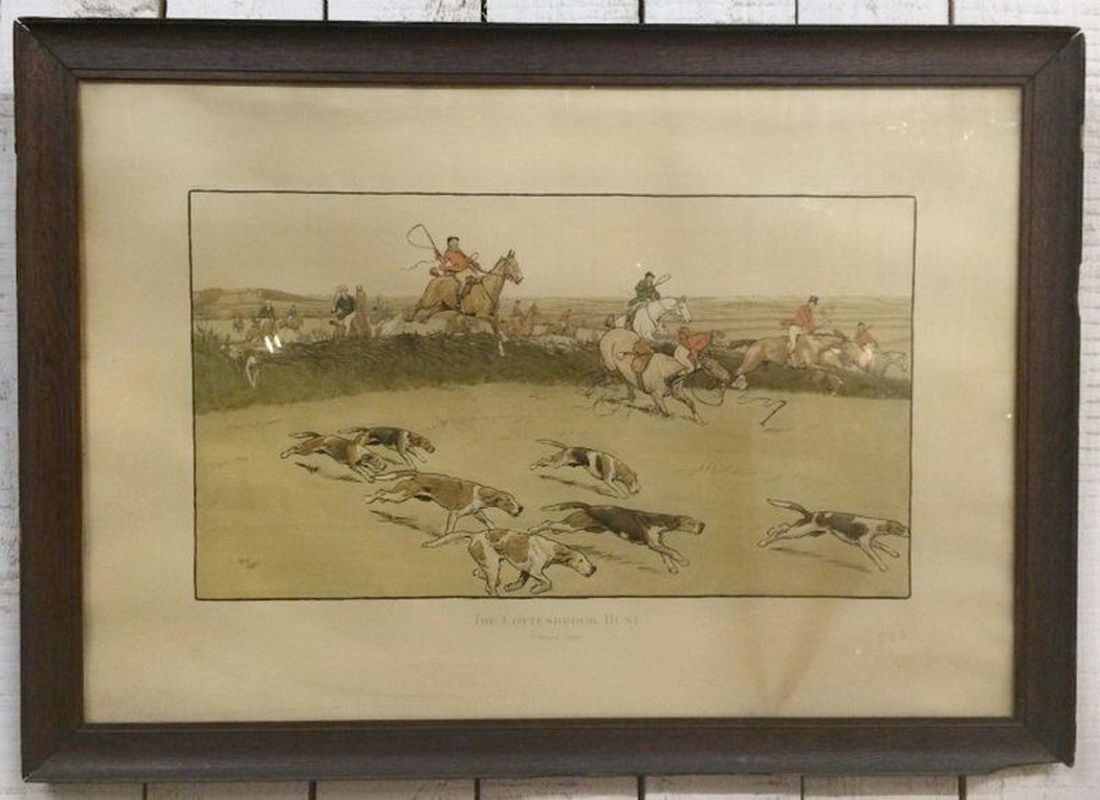 Grande gravure de chasse par Cecil Aldin.