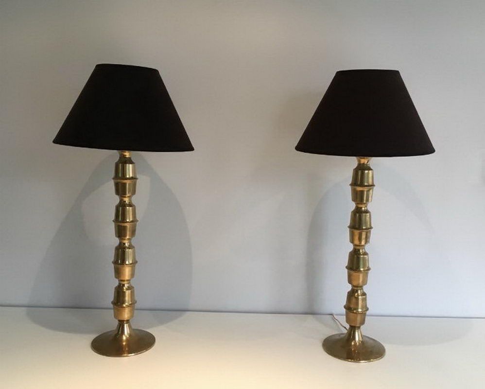 Paire de Grandes Lampes en Laiton